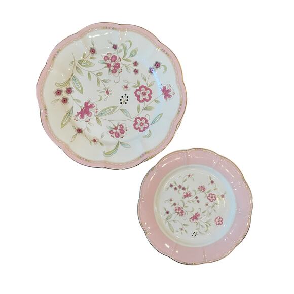 NEW Grace Teaware Pink Corn Flower 8” Salad Dessert Plates Set of 4 - Picture 15 of 16